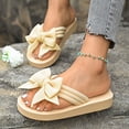 thumbnail image 4 of Rokment Women's Beach Platform Flip Flops Bohemian Flower Lace Bow Memory Foam Dress Slip on Sandals Bride Wedding Casual Flat Thongs Slides Summer Slippers Yellow Size 7, 4 of 6