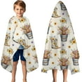 thumbnail image 3 of Beige Highland Cow Bucket Boot Flower Pattern Hooded Bath Towel，50"x30" for Ages 3 To 12 Kids, Quick Dry Lightweight Soft Microfiber Hood Beach Towel Cover Up for Kids, 3 of 7