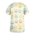 thumbnail image 6 of Easter Scrub Tops for Women Watercolor Colorful Rabbits Graphic V Neck Short Sleeve Professional Healthcare Uniform with Pockets Festive Nurse Clothes, 6 of 6