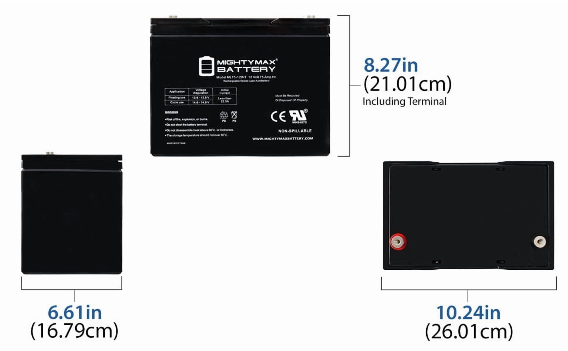 12V 75Ah INT Battery Replacement for AGM BCI Group 65 Car and Truck
