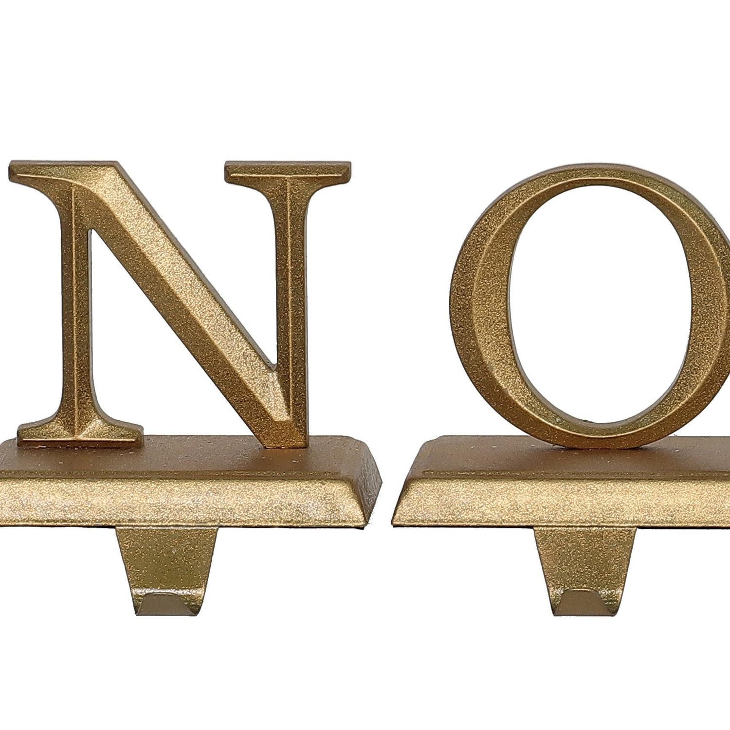 FRAÎCHE Holiday Gold Metal Noel Stocking Holder Set, 4 pack