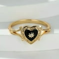 thumbnail image 4 of K-KED Bohemian Heart Golden Color Ring for Women Love Heart Black Enamel Ring-#8, 4 of 6