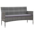 thumbnail image 1 of vidaXL 3-Seater Garden Sofa with Cushions Grey Poly Rattan, 1 of 5