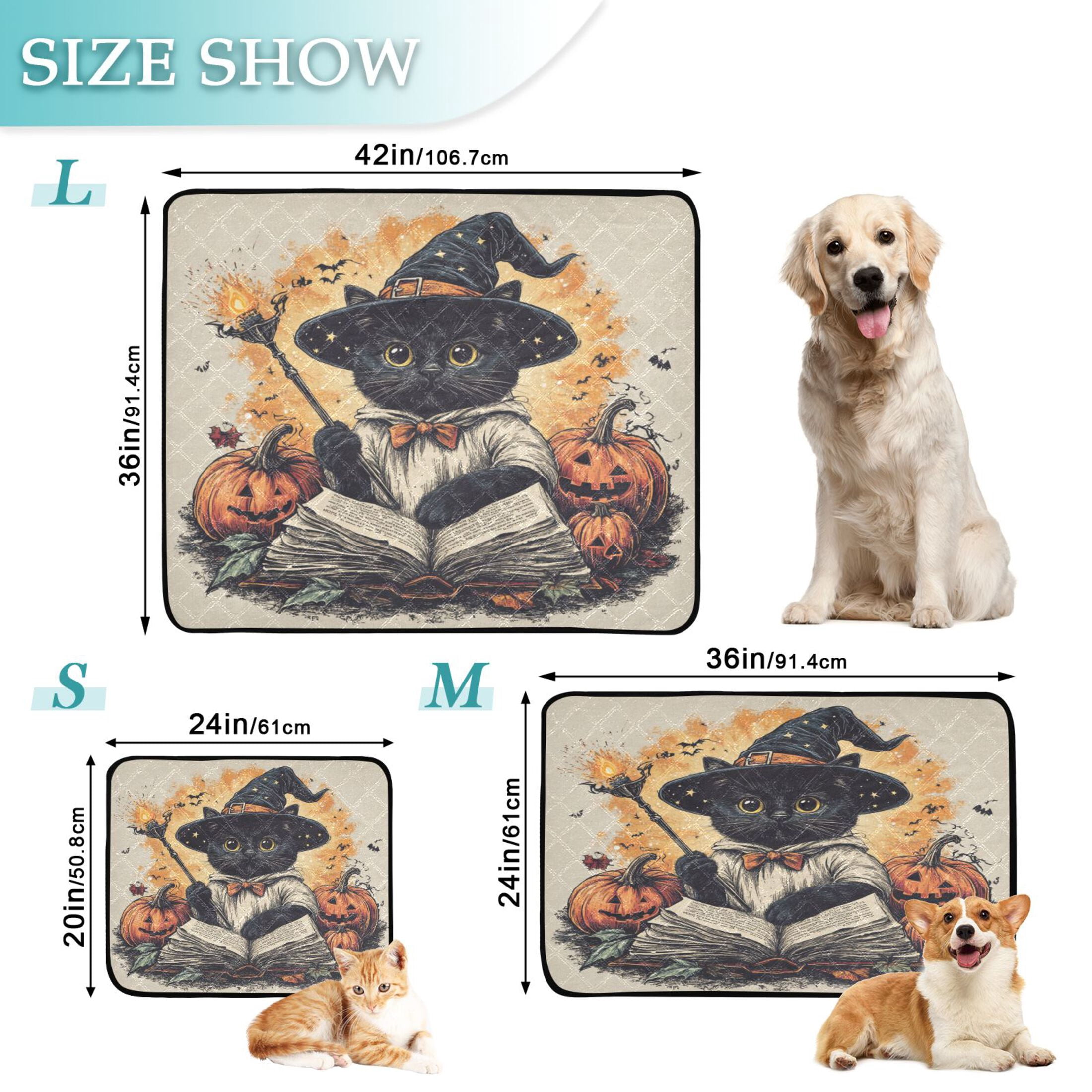 Washable Pet Pee Pads with Super Absorbent Reusable Training Pads for Dogs & Cats Black Cat