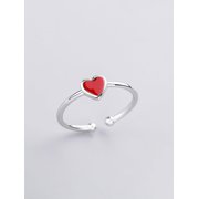1 Pc Love Heart Ring Cute Red Enamel Love Heart Open Statement Ring Promise Rings Trendy Elegant Unique Rings Engagement Ring Jewelry Gifts for Women Birthday Valentine's Day Elegant Gifts