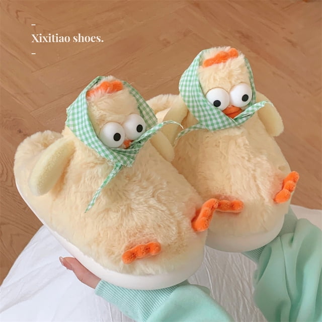 Cartoon Duck Palm Cotton Home Slippers For Women‘s Winter Indoor Household Slippers Man Warm Gintama Elizabeth Non Slip Slipper