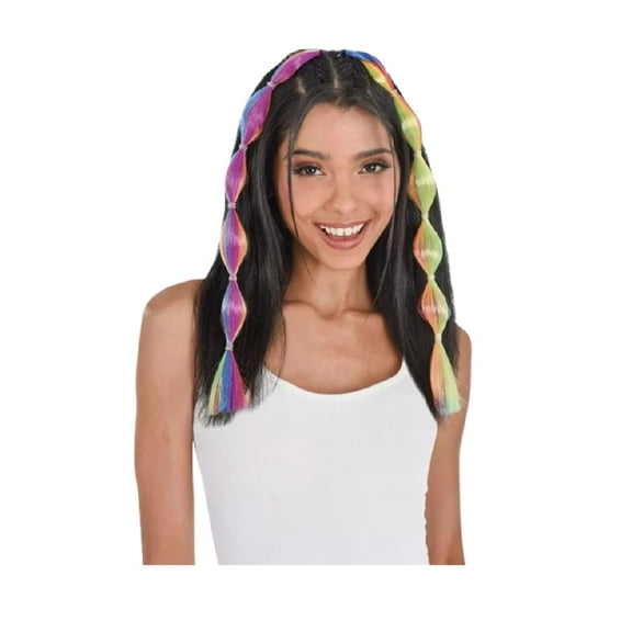 Rainbow Bubble Braid Hair Extensions - Pride - 90's - Costume Accessory