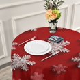 thumbnail image 6 of 60 Inch Round Tablecloth with White Lace Trim Fall Table Cover for Elegant Dining Decor Red and White Snowflakes, 6 of 8