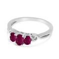 thumbnail image 3 of 10k White Gold Oval Ruby And Diamond Three Stone Ring, 3 of 6