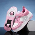 thumbnail image 2 of Patines mágicos de doble rueda, zapatos de patinaje sobre ruedas sin cordones, novedad de primavera y otoño, zapatos deportivos de superficie de cuero para mujeres y niños 2024, 2 of 5