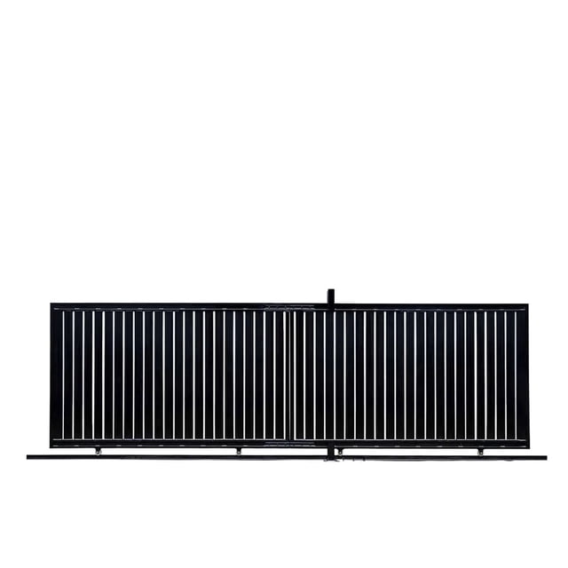 TMG Industrial 20-ft Driveway Privacy Sliding Wrought Iron Gate, Fully Welded Structure & Panels, In-Ground Rail Track