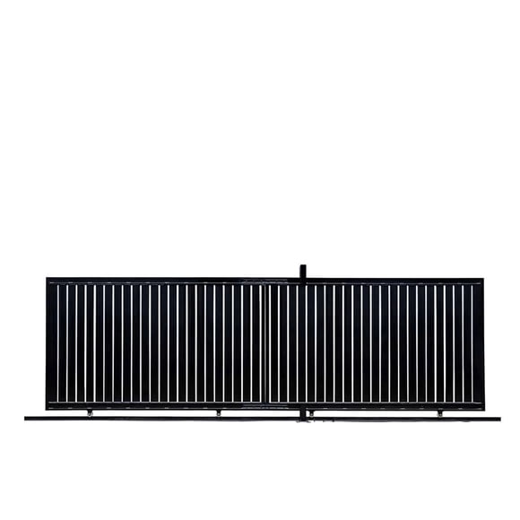 TMG Industrial 20-ft Driveway Privacy Sliding Wrought Iron Gate, Fully Welded Structure & Panels, In-Ground Rail Track