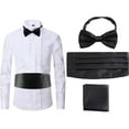 thumbnail image 2 of Aellinatey Pocket Square Cummerbund Tie Set 3in1 Formal Event Neckwear Wedding Accessory, 2 of 14