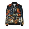 thumbnail image 5 of WXLWZYWL Womens Halloween Bomber Jacket Funny Spooky Ladies Coat Ghost Floral Graphic Cardigan Zip Up Long Sleeve Dressy Tops Moto Biker Windbreaker, 5 of 5