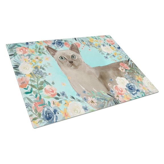 Tonkinese Spring Flowers Glass Cutting Board Large