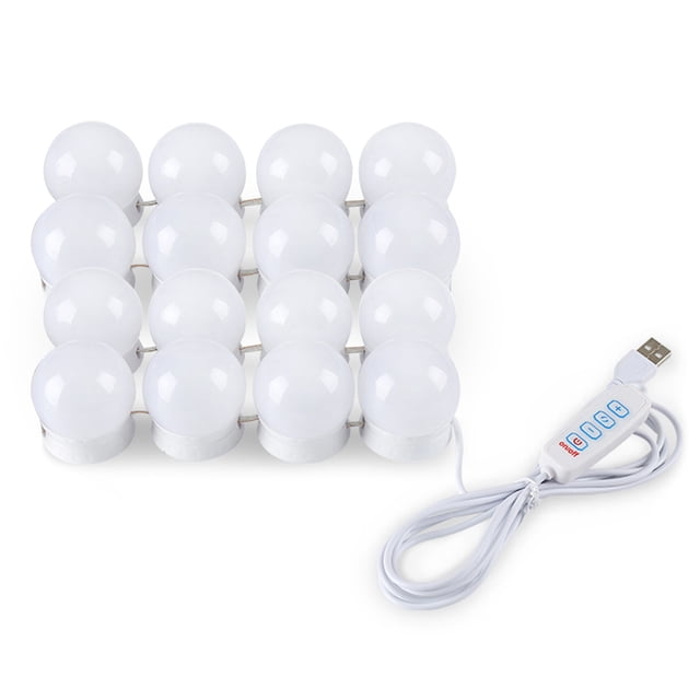 Graflsoa Adjustable LED Mirror Light with 3 Color Temperatures, 10 Brightness Levels, USB Plug & Play, 12 Bulbs for Makeup & Vanity