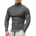 thumbnail image 1 of Camiseta de manga larga y cuello alto para hombre: color liso, corte ajustado, tejido elástico, para uso informal en primavera/verano., 1 of 5