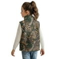 thumbnail image 2 of Garronmavis Cute Brown Camo Girls Sleeveless Vests 5-6 Stand Collar Lightweight Zip Coats with Pockets Fall Outerwear Versatile Fall Winter Warm Sleeveless Outerwear for Daily Life, 2 of 7