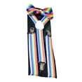 thumbnail image 2 of tamizeot Suspender Bow Tie Rainbow Adjustable Braces Stripe Pattern Shoulder Straps light rainbow, 2 of 6