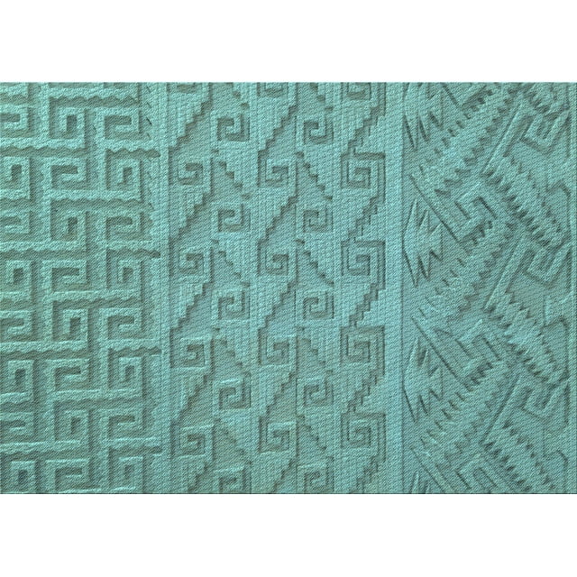 Ahgly Company Tapis Rectangulaire Lavable en Machine Intérieur Vert Transitionnel, 6 Pieds x 9 Pieds