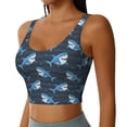 thumbnail image 2 of Balery Funny Sharks Sujetadores deportivos con espalda cruzada para mujer, acolchados, sin costuras, de alto impacto, ideales para yoga, gimnasio, entrenamiento y fitness.-X-Large, 2 of 8