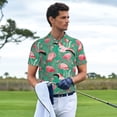 thumbnail image 3 of Rateoe Tropical Flamingo Pattern Men's Short Sleeve Polo Shirts, Golf Polo Shirts Short Sleeve Performance Moisture Wicking Dry-4X-Large, 3 of 6
