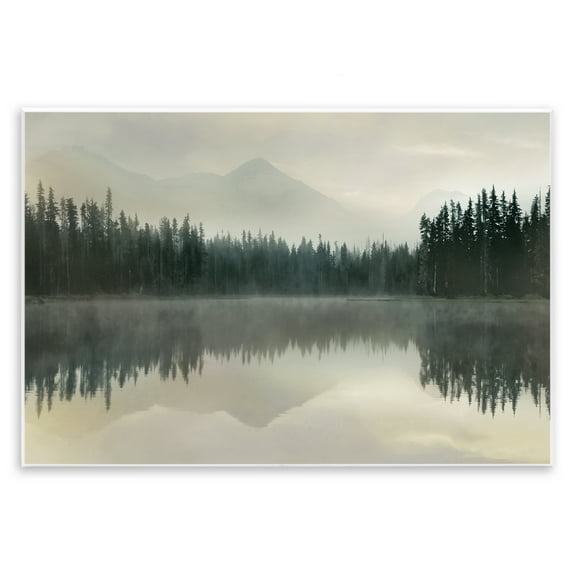 Foggy Lake Forest Landscape Reflection Wall Plaque Art, 19 x 13, Made In USA