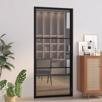 Casafoyer Interior Door 36.6"x79.3" Black ESG Glass and Aluminum