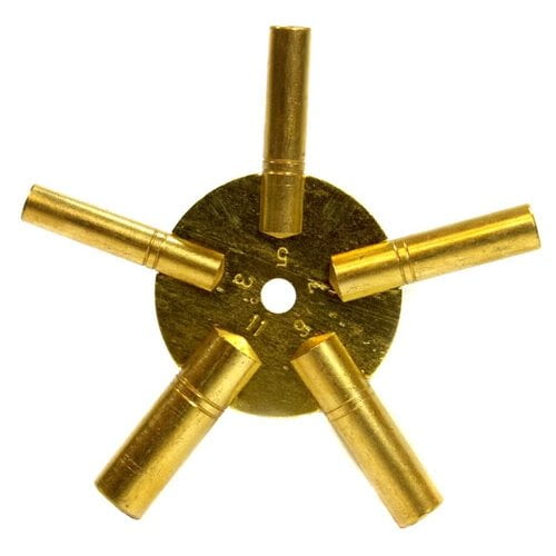 Universal Brass Clock Winding Keys 4 Prong Odd  Sizes Made in USA 