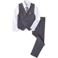 thumbnail image 6 of 3-Piece Boys Pinstripe Suit Set: Formal Blazer Vest + Shirt & Bow Tie | Wedding, Easter, Communion Outfit for Toddler to Youth (Size 2-14), 6 of 7