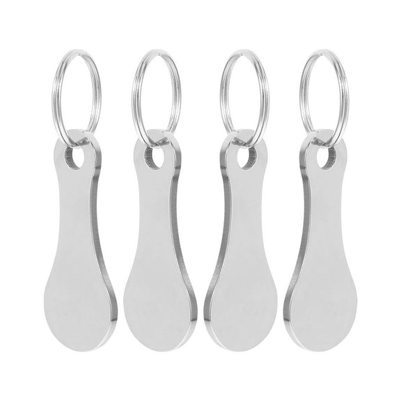 SWETRACE 4Pcs Silver Circular Ring Quarter Holder Keychain for Shopping Trolley Tokens 2.95X0.90X0.11in