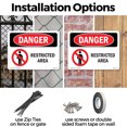 thumbnail image 3 of Restricted Area OSHA Danger Rigid Plastic Sign 24 Inch x 18 Inch - 10 Pack, 3 of 8