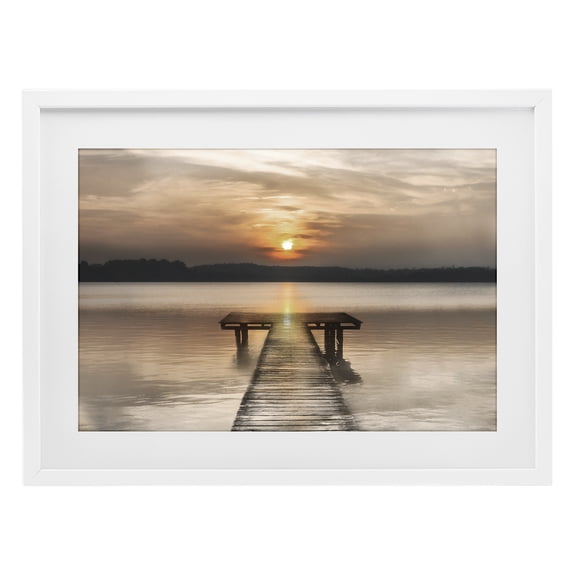 Stupell Industries Centric Reflective Sunrise White Framed Print Under Glass, design by Irene Weisz