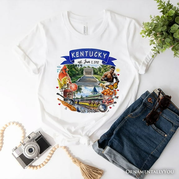 Artistic Kentucky State Themes and Landmarks T-Shirt, Tee for History and Travel Lovers