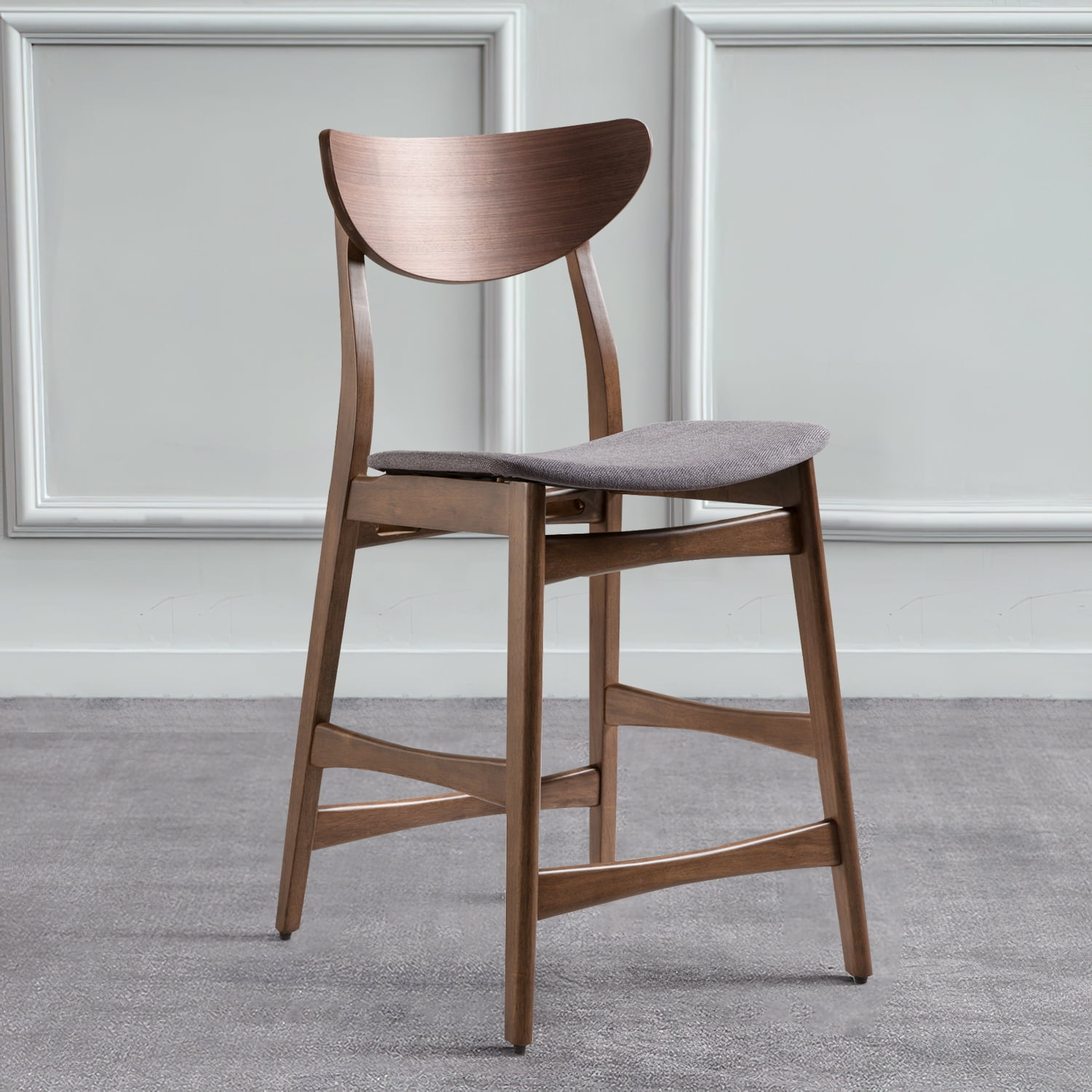 Kadyn Fabric Upholstered Counter Stool Set of 2, Mid-Century Modern Fabric Barstool, Kitchen Chair for Dining Room, Dark Grey Kadyn Fabric Upholstered Counter Stool Set of 2, Mid-Century Modern Fabric Barstool, Kitchen Chair for Dining Room, Dark Grey
