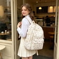 thumbnail image 5 of Lusa Women's Cute Floral Backpacks Large Capacity Compartment Design Flower Book Bag Fashion Nylon Lightweight Double Shoulder Preppy Back Pack for Student Pink One Size, 5 of 5