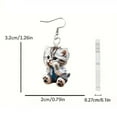 thumbnail image 5 of Eosunjian 1 Pair Women Hook Earrings 2D Realistic Cat Shape Animal Theme Individual Dangle Earrings Anniversary Christmas Gift Hanging Earrings Lady Ear Jewelry Cat, 5 of 9