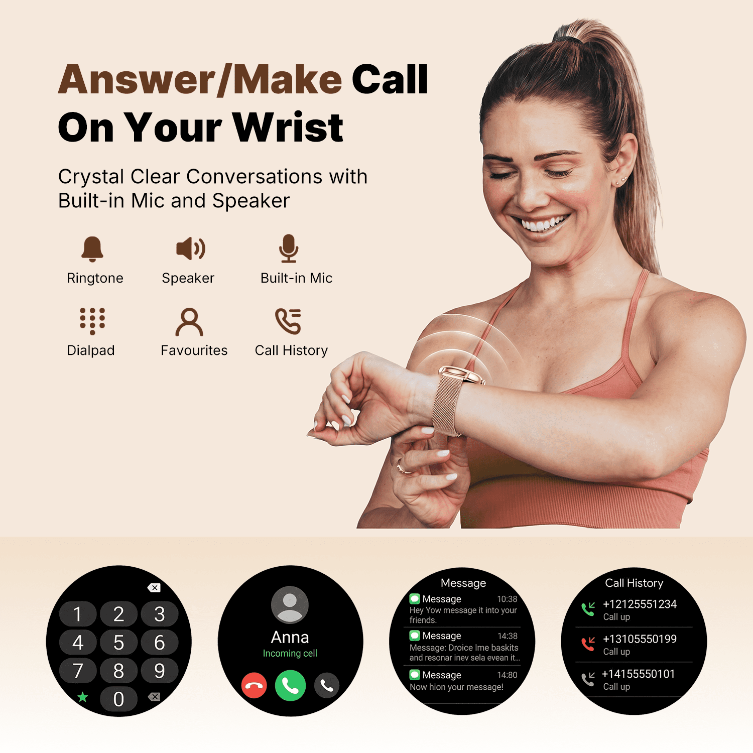 Smart Watch for Women Android/iPhone Devices, IP68 Waterproof Fitness Tracker with Bluetooth Answer/Make Calls, Activity Pedometer/100+ Sports Modes, Perfect Gift