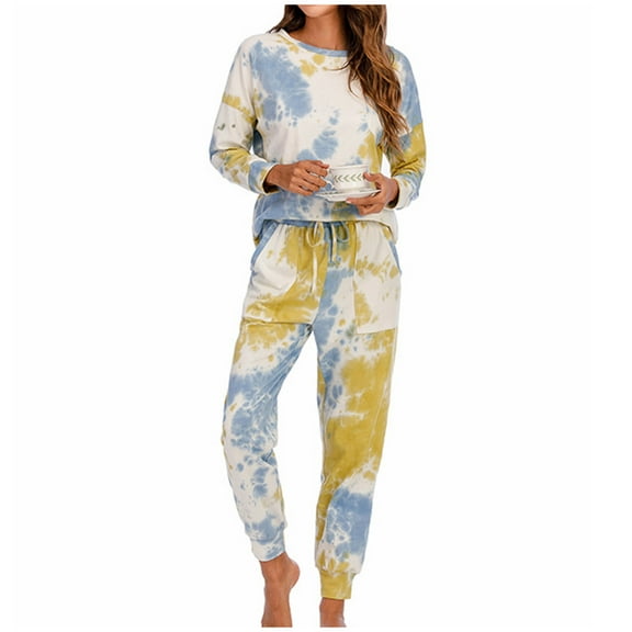Spring Savings Clearance Lindreshi Womens Pajama Sets Clearance 2pc Women's Long-Sleeved Pantsuit Casual Pajamas