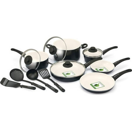 Green Life Ceramic Non-Stick Cookware Set, 14 Piece