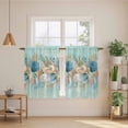 thumbnail image 2 of Beach Coastal Teal Kitchen Curtain for Berdoom Living Room Cafe 45 Inch Length, Nautical Shell Starfish Coral Summer Tiers Curtains Light Filtering Drapes Window Treatment 2 Panels 52"Wx45"L, 2 of 8