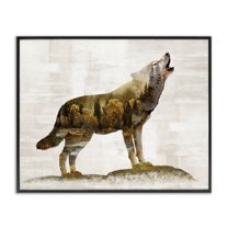 Stupell Industries Forest Pattern Wolf Animals & Insects Painting Black Framed Art Print Wall Art, 30 x 24