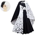 thumbnail image 3 of LILLIWEEN-Disfraz de diablo para niñas, vestido de fiesta de Halloween para niños, mono blanco y negro con peluca, 2021, 3 of 4