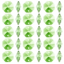 Uxcell K9 Crystal Octagon Beads 2 Holes Pendants, 100 Pack 14mm Chandelier Prisms Parts Ornaments Hanging Beads for DIY Arts Crafts Decoration, Light Green