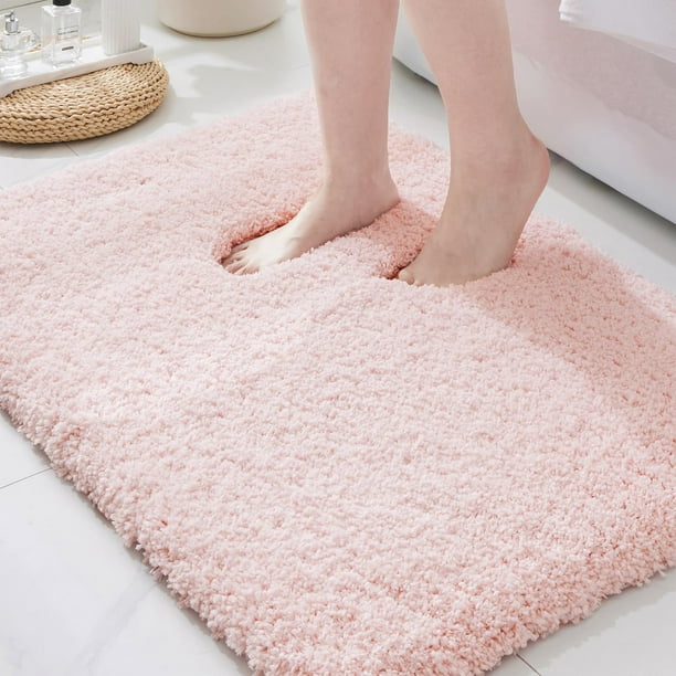 Alfombra de baño ILANGO rosa antideslizante superabsorbente de 80 x 50 cm