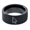 thumbnail image 2 of Tungsten Mouse Arrow Pointer Cursor Band Ring 9mm Men Women Comfort Fit Black Flat Cut Brushed Polished, 2 of 4