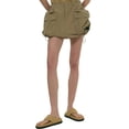 thumbnail image 2 of hirigin Women's Casual Mini Skirts High Waist Drawstring Hem Solid Color Cargo Skirts with Pockets, 2 of 7