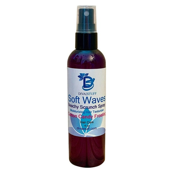 Soft Waves Beachy Scrunch Spray, Moisturizing Hair Texturizer, Cotton Candy, by Diva Stuff