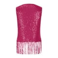 thumbnail image 6 of Sevevn Women's New Solid Color Crew Neck Pullover Sequin Fringe Casual Top Summer Savings Hot Pink S, 6 of 9