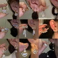 thumbnail image 2 of GKNET Korean Zircon Crystal Pearl Bowknot Tassel Earrings Drop Dangle Women Jewelry-3.Pearl, 2 of 8